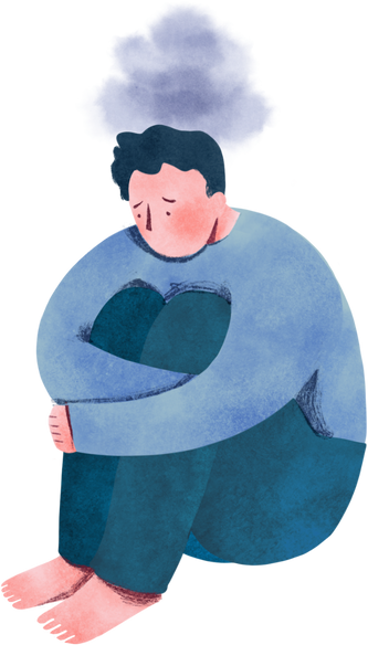 Man Hugging Knees Anxious