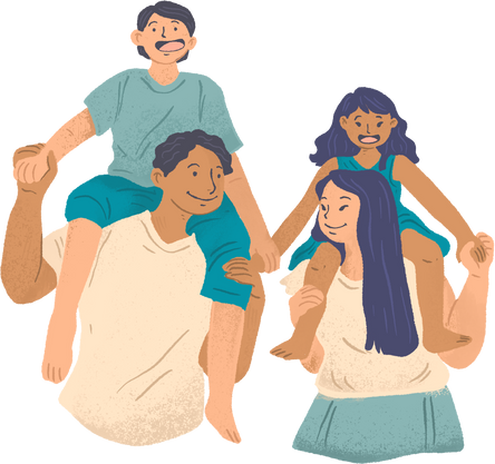 Textured Organic Family on Shoulder Ride